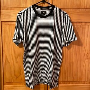 OBEY Brand Men’s size Large Black and White Striped Short Sleeved T-Shirt